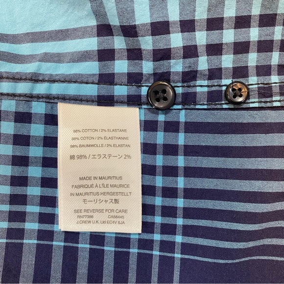 J. Crew Secret Wash Shirting Slim Button Down Plaid Shirt XXL Blue Stretch NWT - Picture 9 of 15